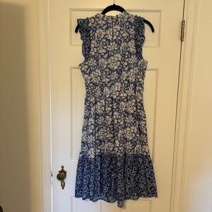 J. Crew Factory Blue and White Floral Midi Dress